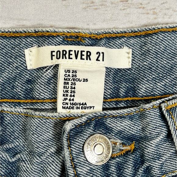 Forever 21 Distressed Mom Jeans Women's High Rise 25 Blue Light Wash Denim - Picture 4 of 5